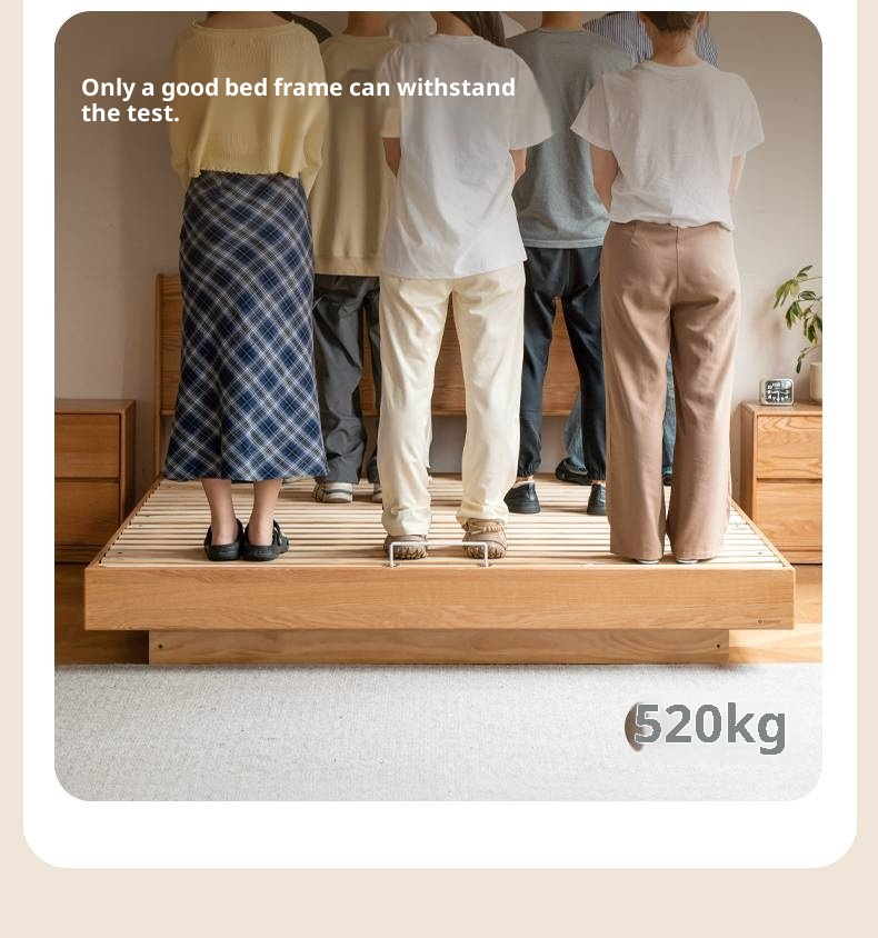 Oak Solid Wood with Upholstered Headboard Luminous Box Bed Cream Style