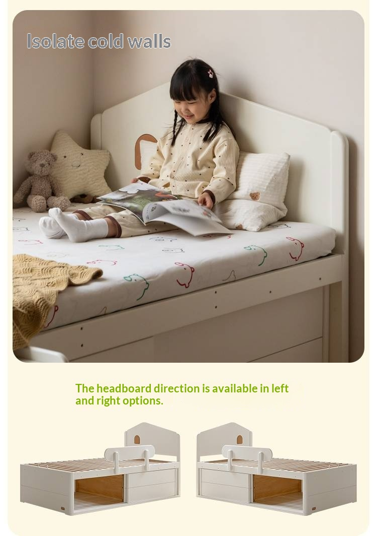 Rubberwood Solid Wood Children's White Storage Box Bed