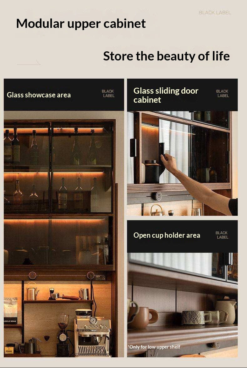 Black Walnut Solid Wood Rock Plate Wine Sideboard