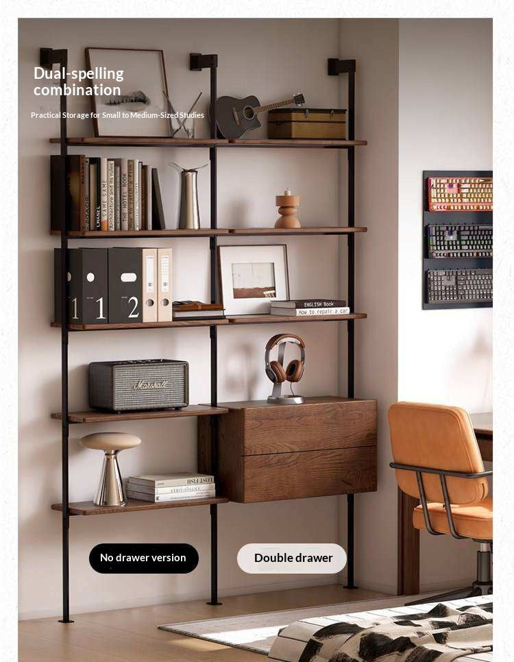 Oak Solid Wood Wall-Mounted Bookshelf Industrial Style