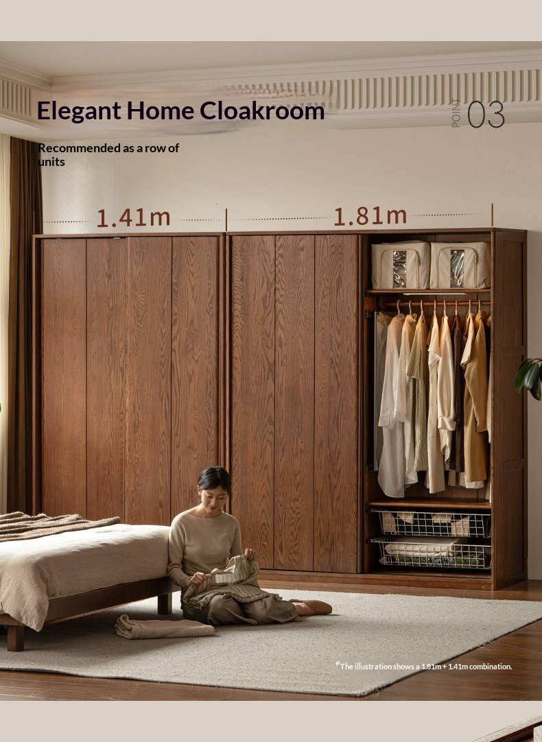 Oak Solid Wood, Solid RubberWood  Modern Style Wardrobe