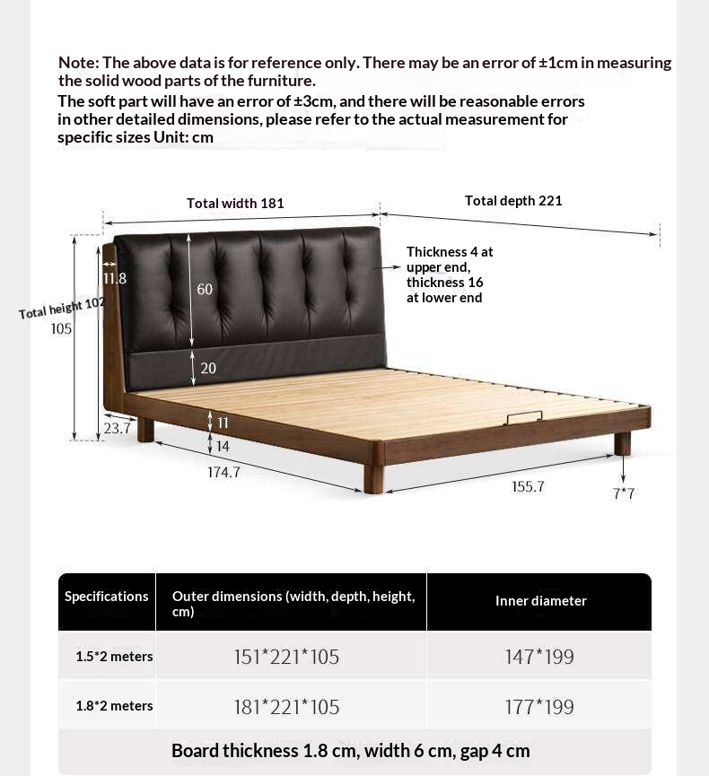 Black Walnut Solid Wood Leather Upholstered Platform Bed with Vertical Channel Tufted Headboard