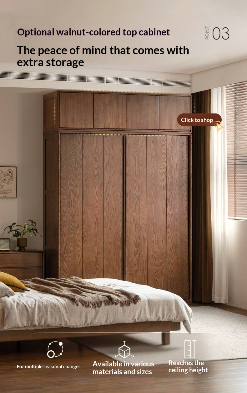 Oak Solid Wood, Solid RubberWood  Modern Style Wardrobe