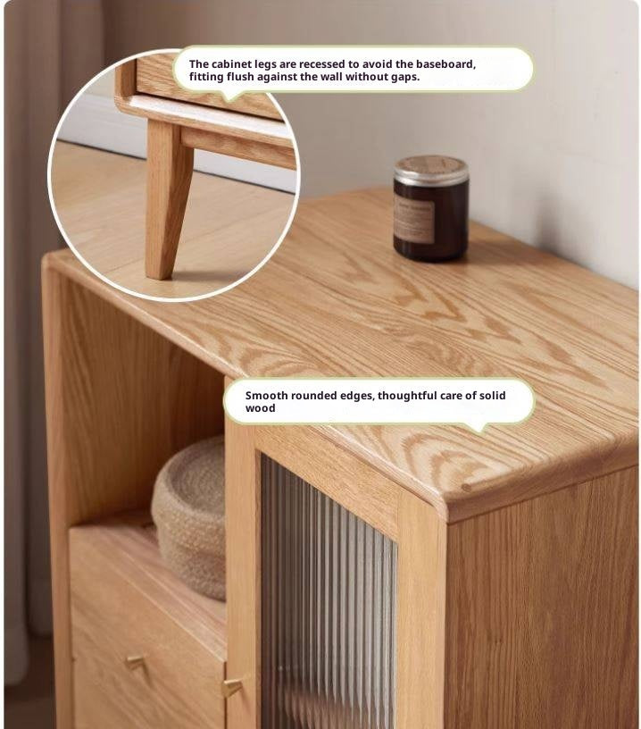 Oak, Beech Solid Wood, Solid Rubberwood Side Cabinet Nordic Style