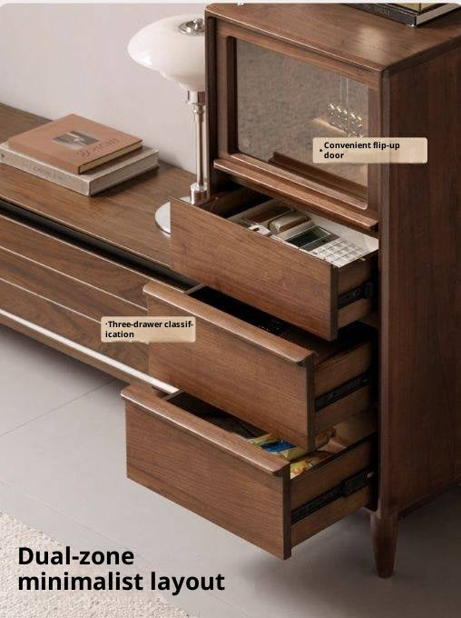 Black Walnut Solid Wood Italian Light Luxury Side Cabinet.