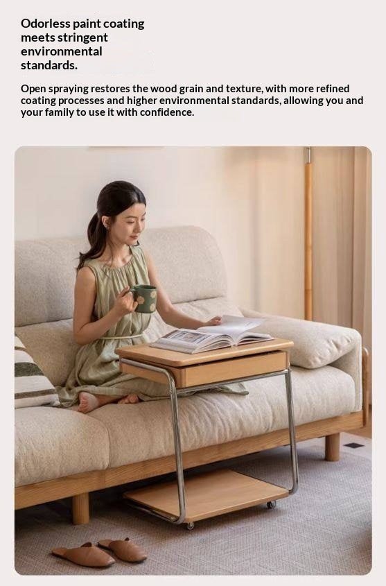 Beech Solid Wood C-Shaped Corner Side Table Modern Minimalist Style