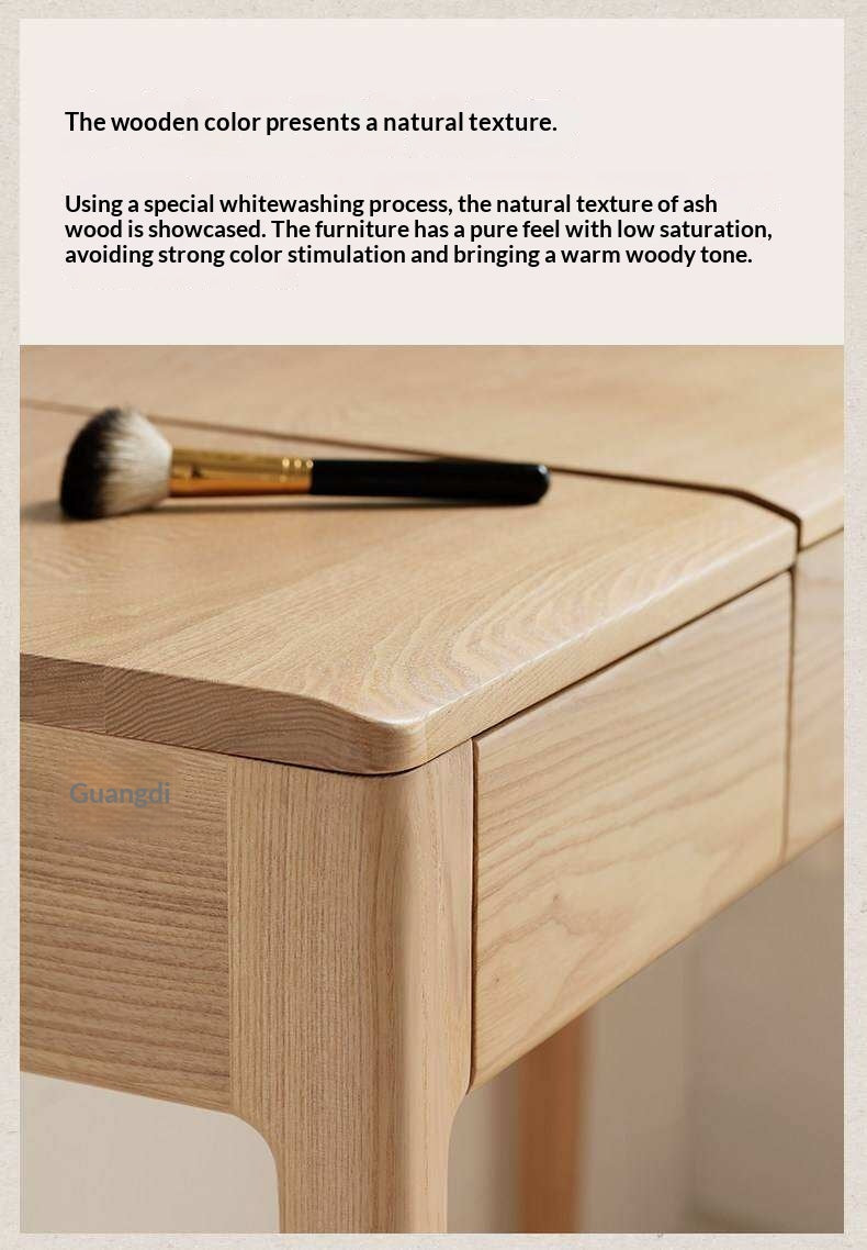 Ash Solid Wood Small Flip Vanity Table.