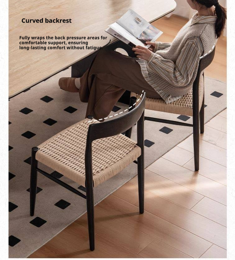 Set 4 pcs Ash, Beech, Cherry Solid Wood Dining Rope Chair