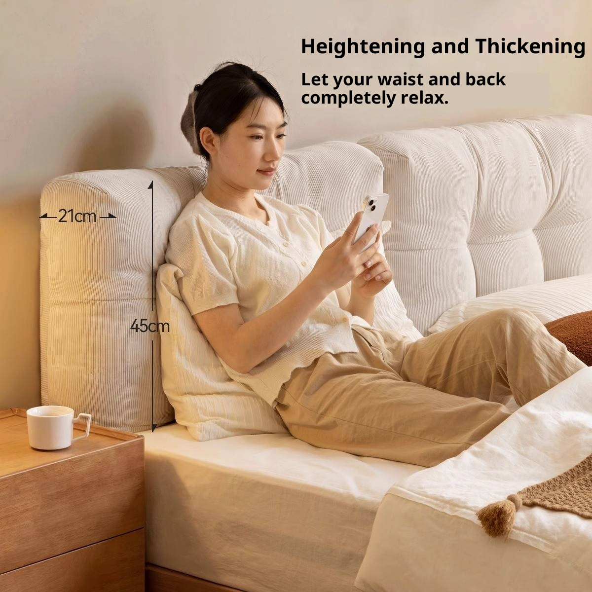 Rubberwood Solid Wood Floating Soft Upholstery Bed