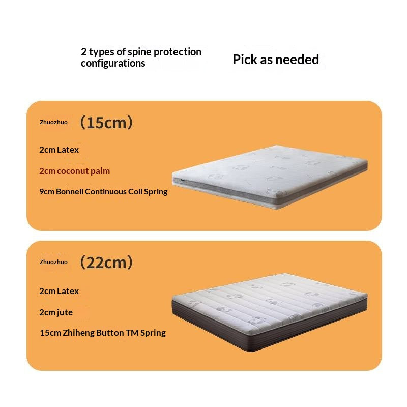 Children's Eco-Friendly Glue-Free Mattress — Panda Jute Spring, Coconut Fiber, Double Latex