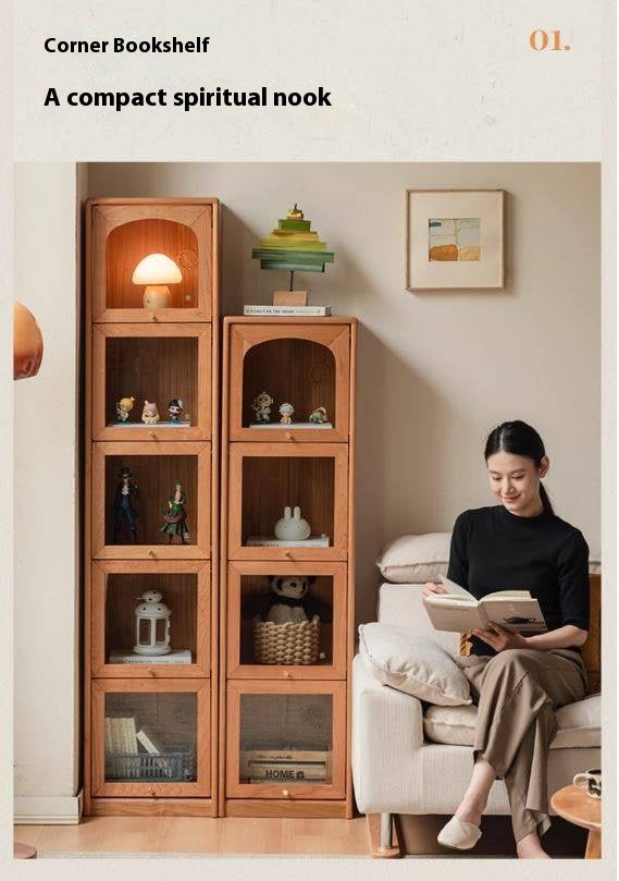 Cherry Solid Wood Ancient Style Floor Bookcase