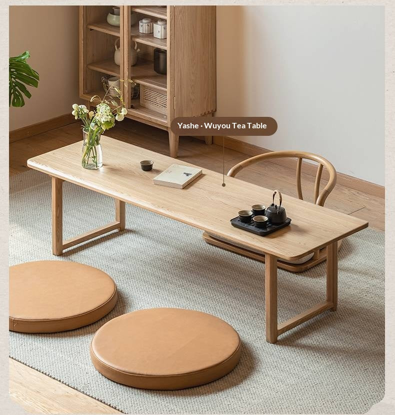 Ash Solid Wood Backrest Legless Low Tatami Chair