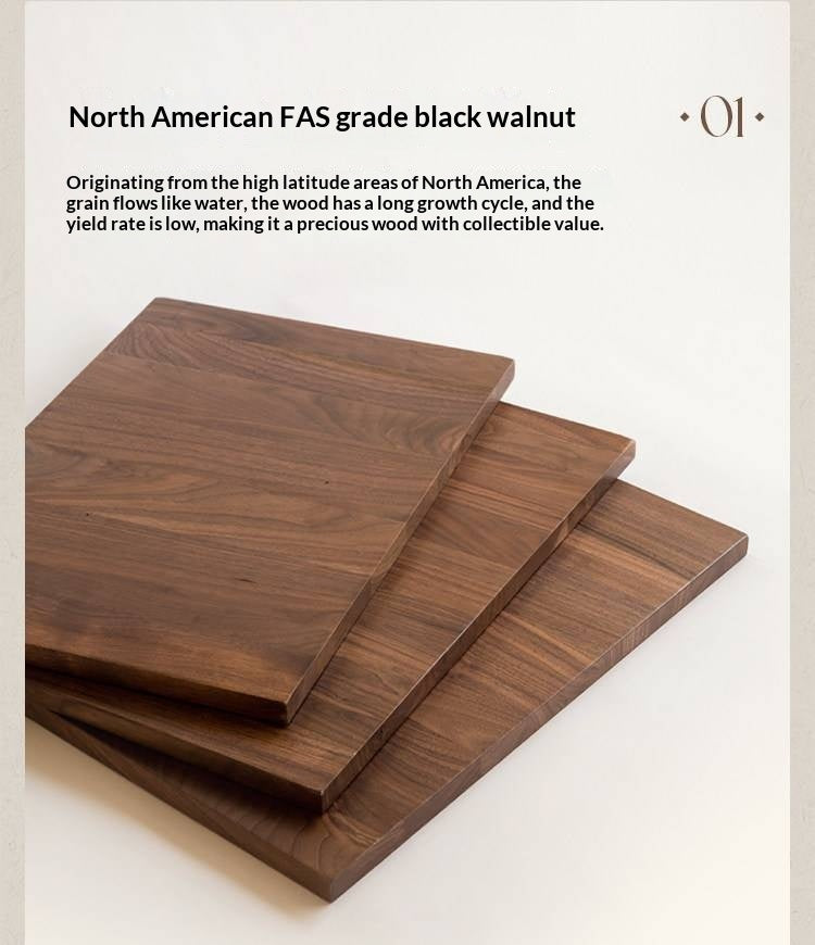 Black Walnut Solid Wood Buffet Cabinet with Retro Style and Rock Board Surface