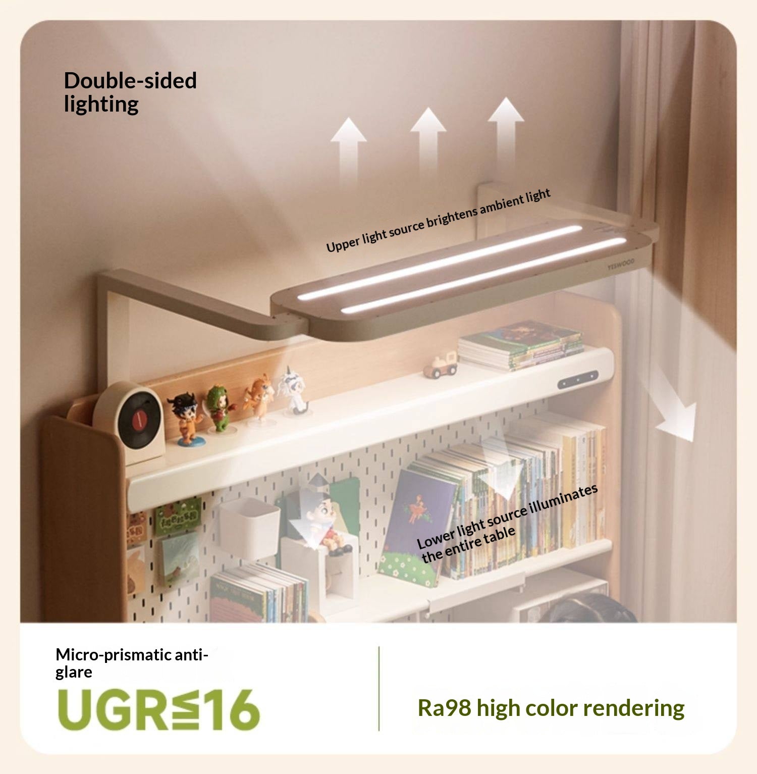 Beech Solid Wood Children's Study Desk with Electric Lift