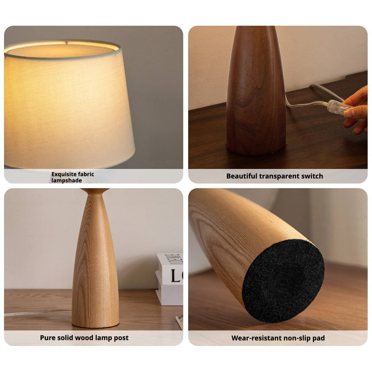 Ash Solid Wood Vintage Style Desk Lamp