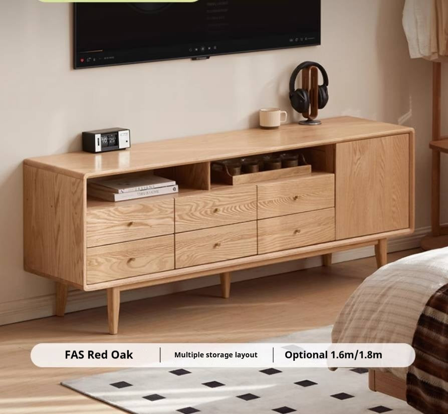 Oak Solid Wood Bedroom TV Cabinet: