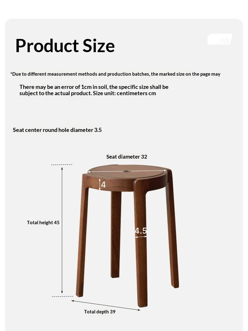 Ash, Solid RubberWood Stackable Stool