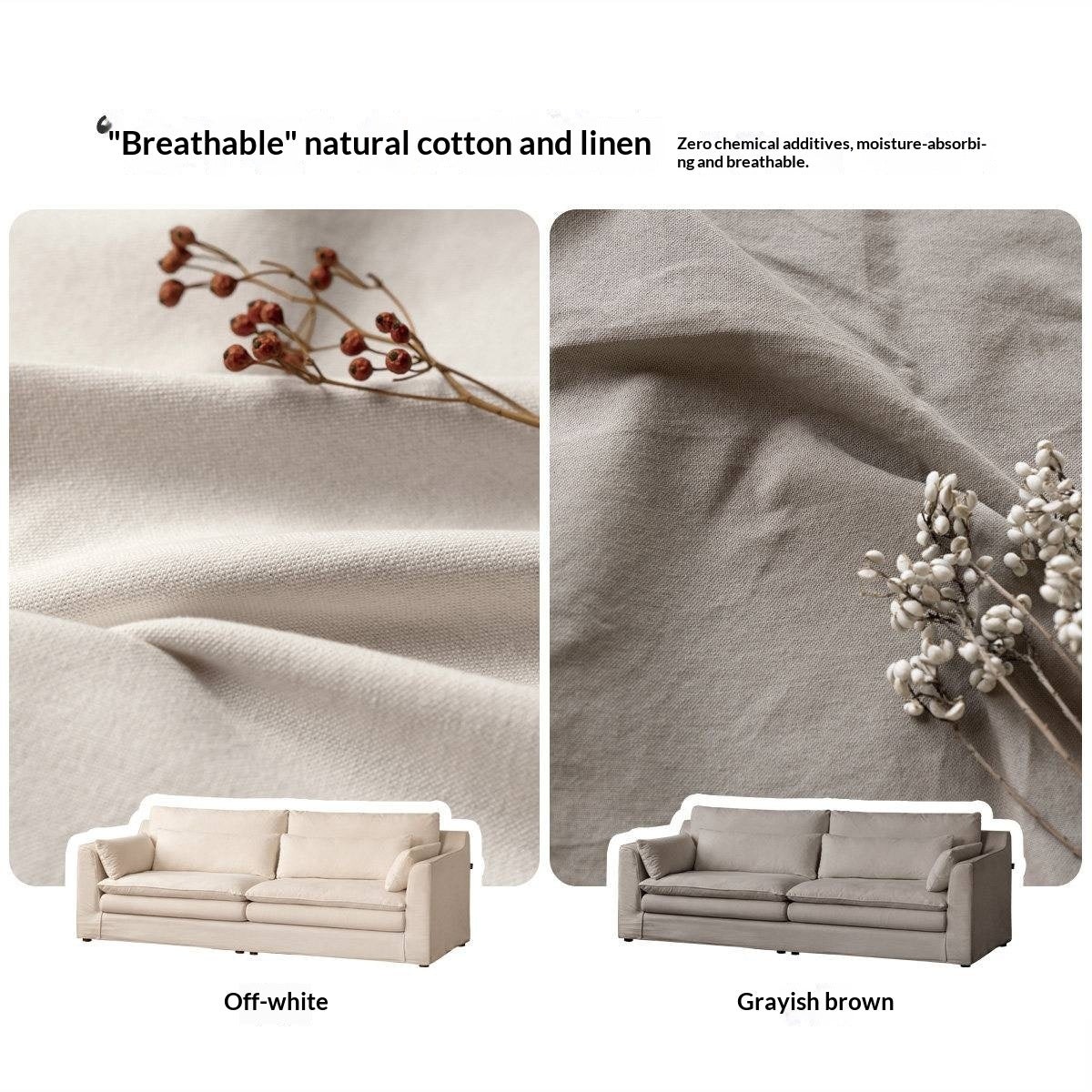 Deep Seat Modular Sofa with Cotton-Linen Upholstery