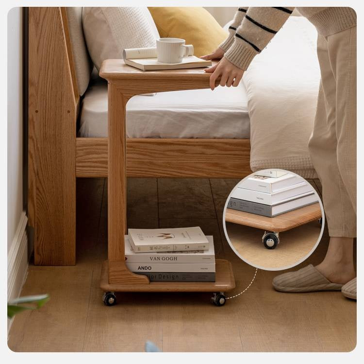 Oak Solid Wood Modern Minimalist Movable Nightstand