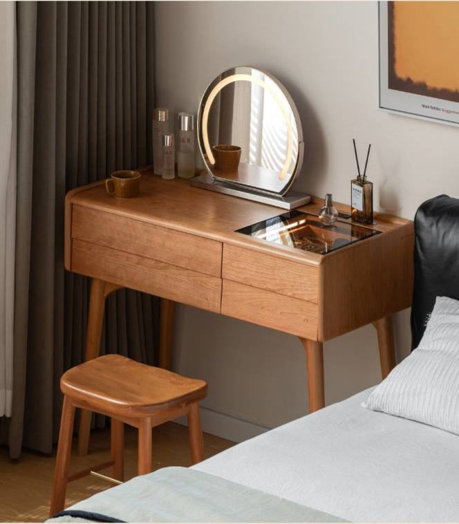Cherry Solid Wood Retro Style Dressing Table