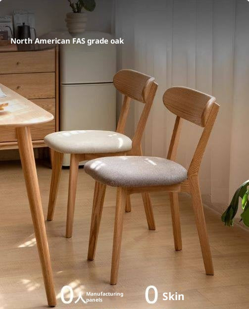 4 pcs -Oak Solid Wood Backrest Dining Chair
