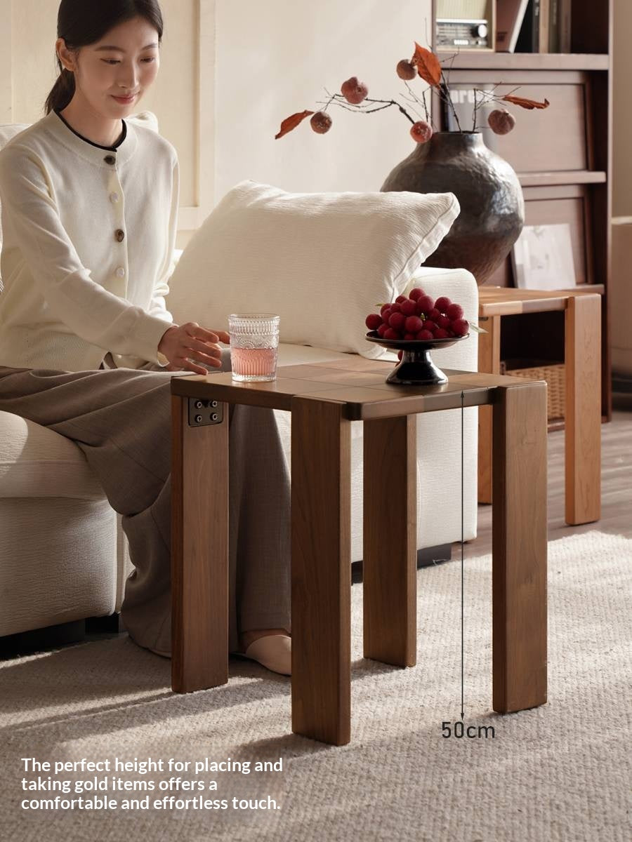 Black Walnut, Cherry Solid Wood Modern Square Side Table