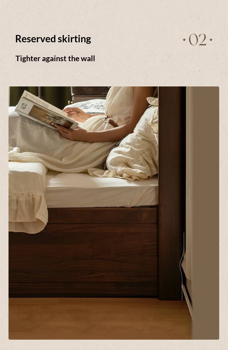 Black Walnut Solid Wood Italian Light Luxury Retro Storage Box Bed