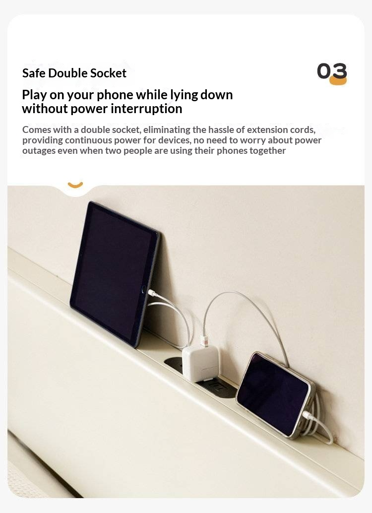 Pine Solid Wood Bed — Nordic Minimalist Cream Style Large Bed