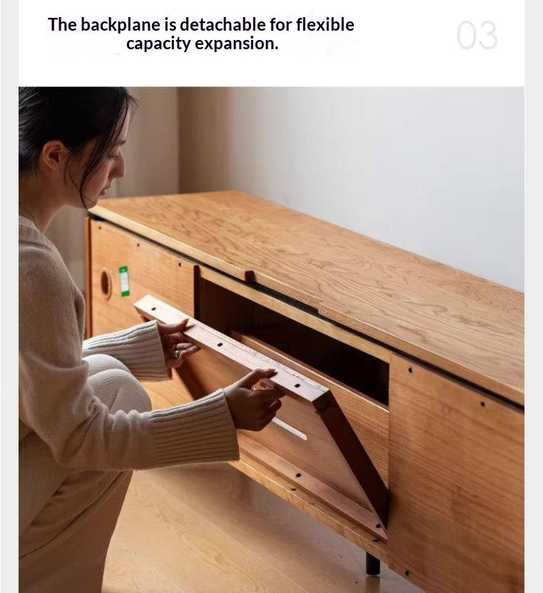 Cherry Solid Wood TV Cabinet Modern Simple))