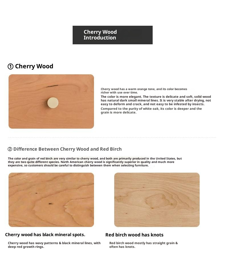 Cherry Solid Wood Bed Modern Style