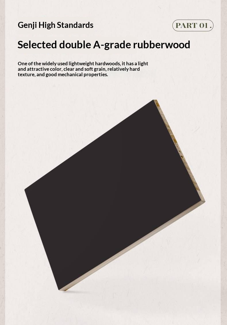 Rubberwood Solid Wood Bed — French Vintage Style, Large Slab Bed