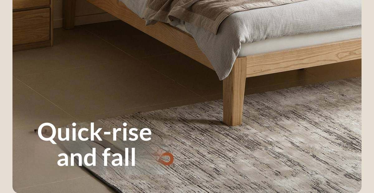 Ash Solid Wood Modern Minimalist Bed with Grooved Headboard and High Under-Bed Clearance