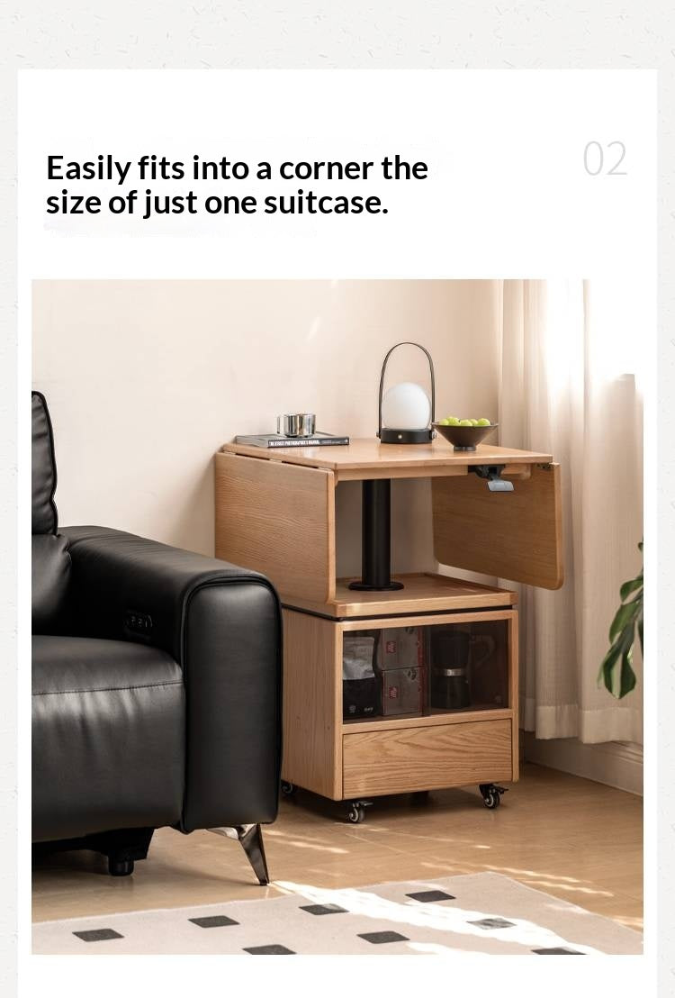 Oak Solid Wood Modern Mobile Elevating Coffee Table