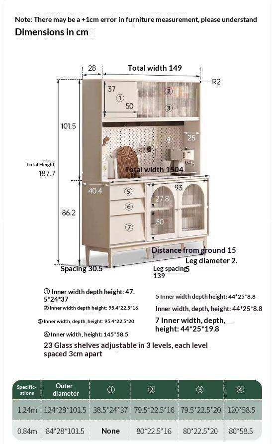 Solid Rubberwood Sideboard, Buffet Cabinet