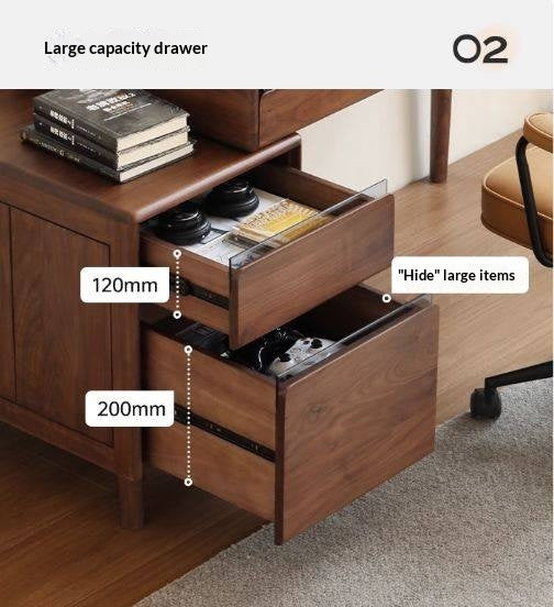 Black Walnut Solid Wood Integrated Desk With Drawer
