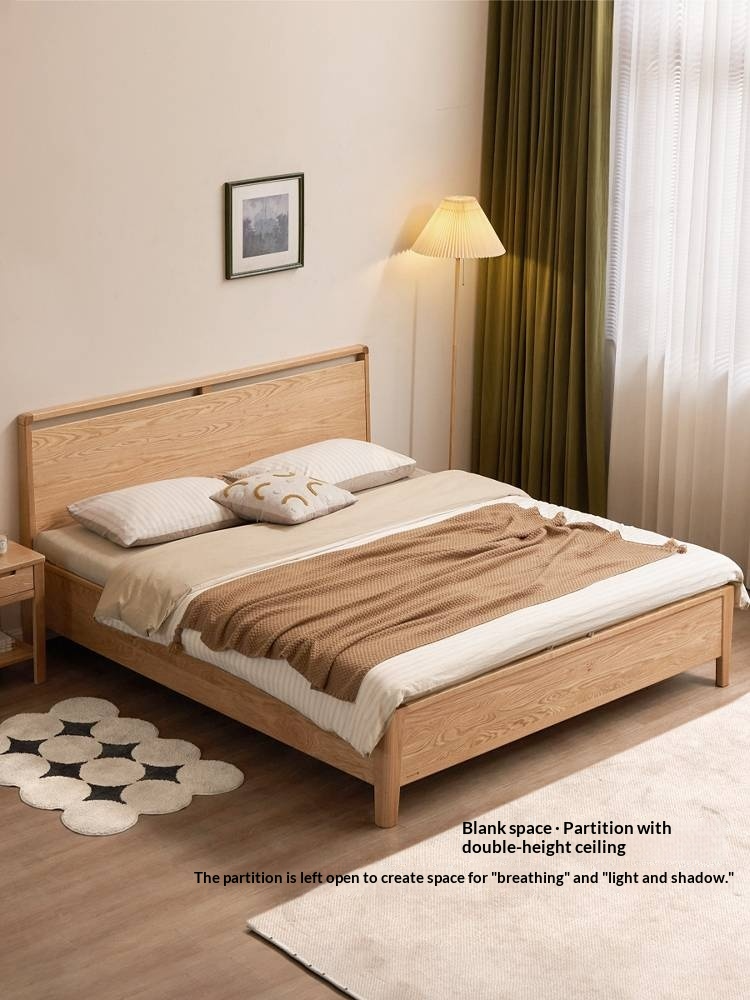 Oak Solid Wood High Box Bed in Modern Minimalist Design
