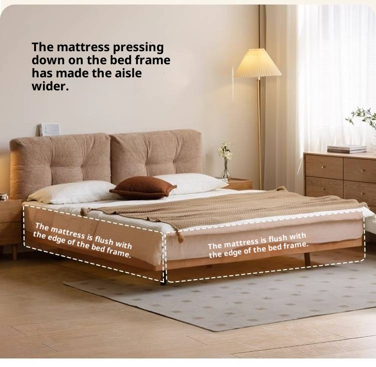 Rubberwood Solid Wood Floating Soft Upholstery Bed