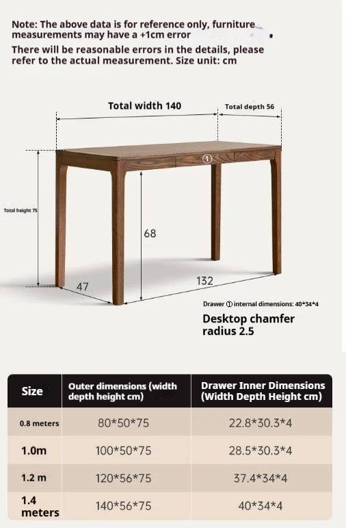 Oak, Beech Solid Wood Walnut Color Office Desk
