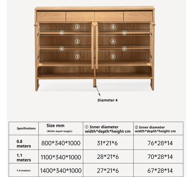 Oak Solid Wood Capacity Shoe Cabinet