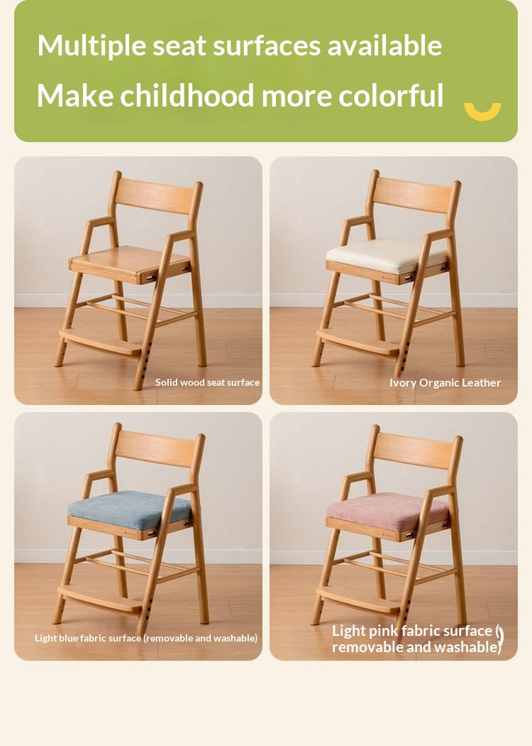 Oak, Beech Solid Wood Kids Chair Height-Adjustable
