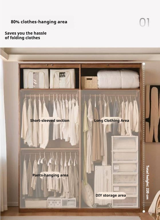 Black Walnut Solid Wood Wardrobe Modern Simple