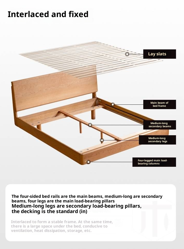 Cherry Solid Wood Bed Modern Style