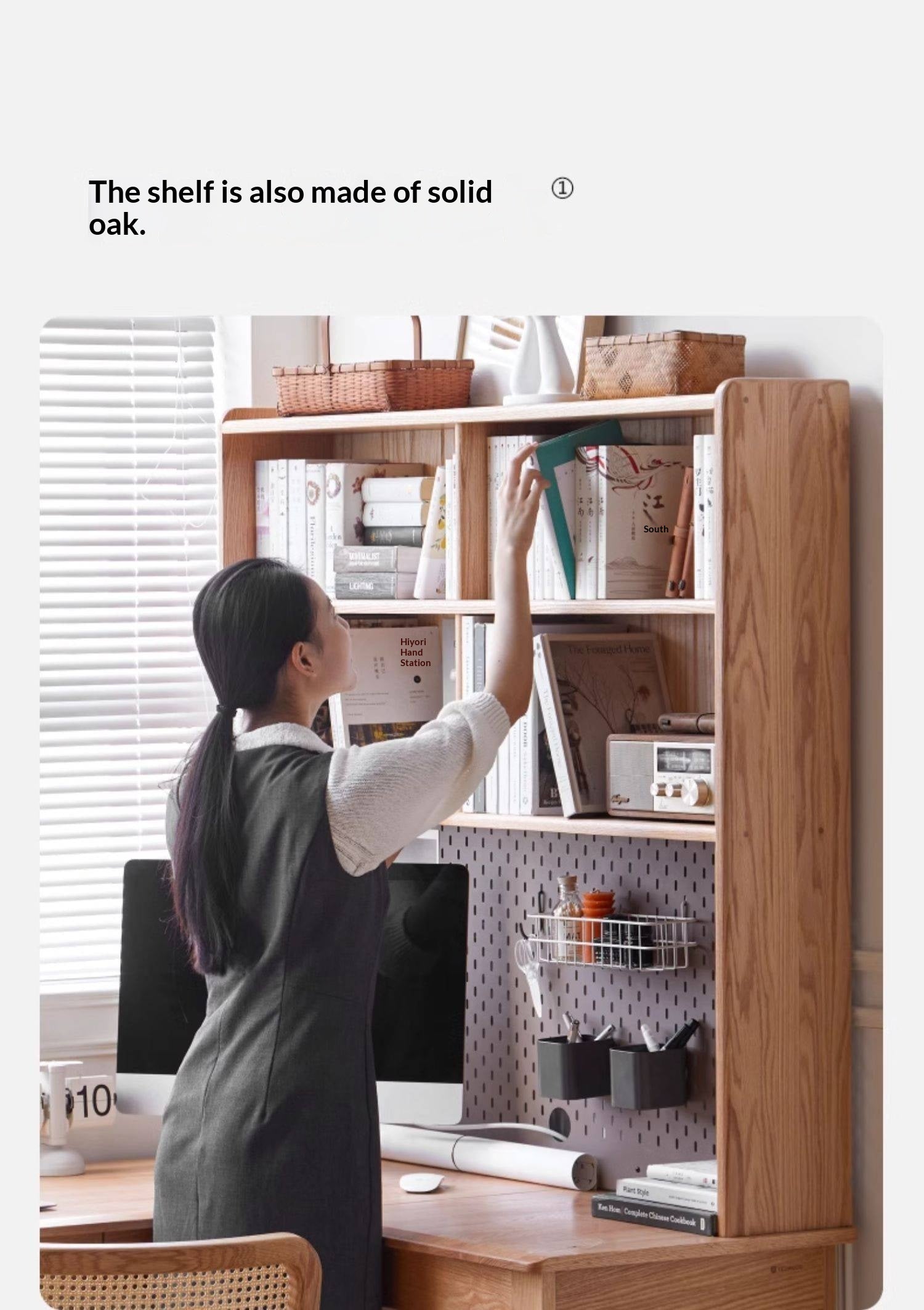 Oak Solid Wood L-shaped Corner Office Desk