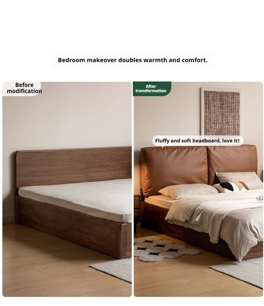 Soft Leather Headboard with Large Cushioned Backrest