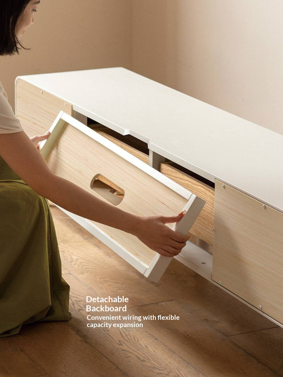 Solid RubberWood French Cream Style TV Cabinet.