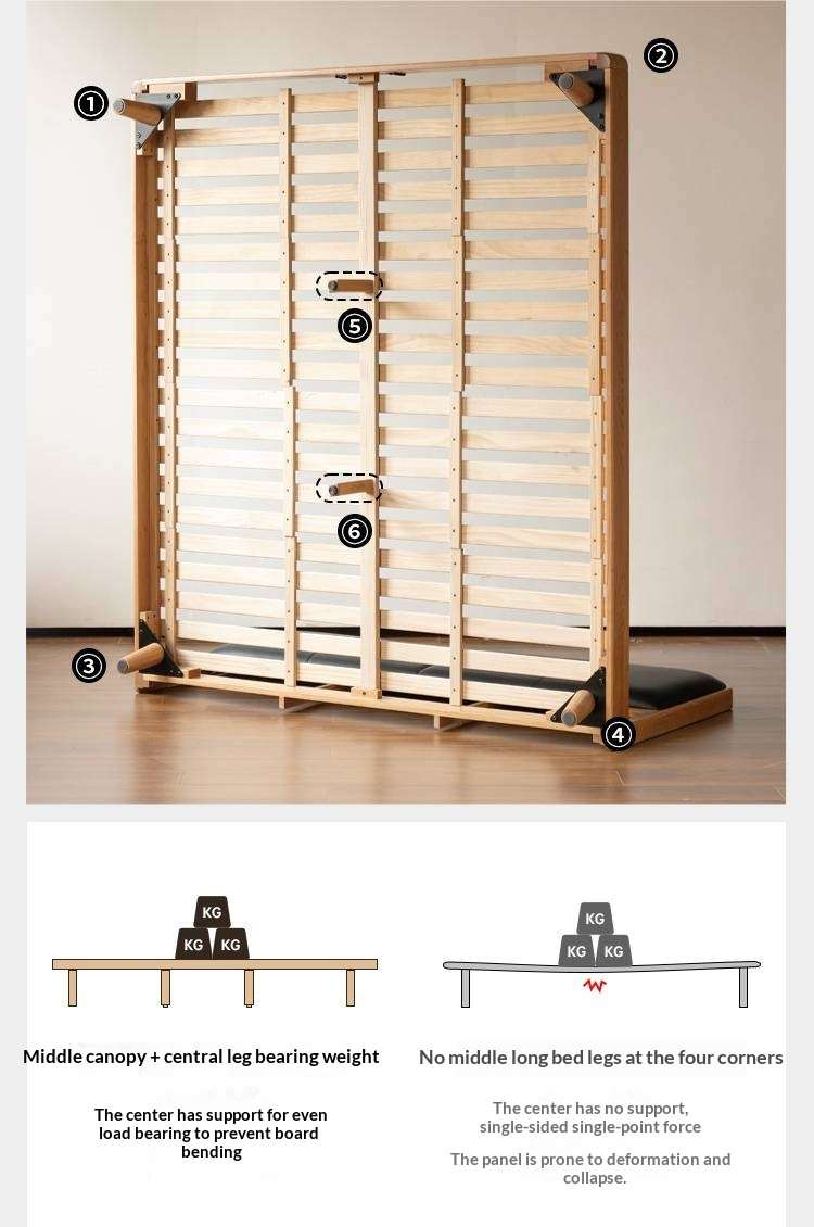 Cherry Solid Wood Bed with Top Layer Cowhide Soft Headboard Retro Style