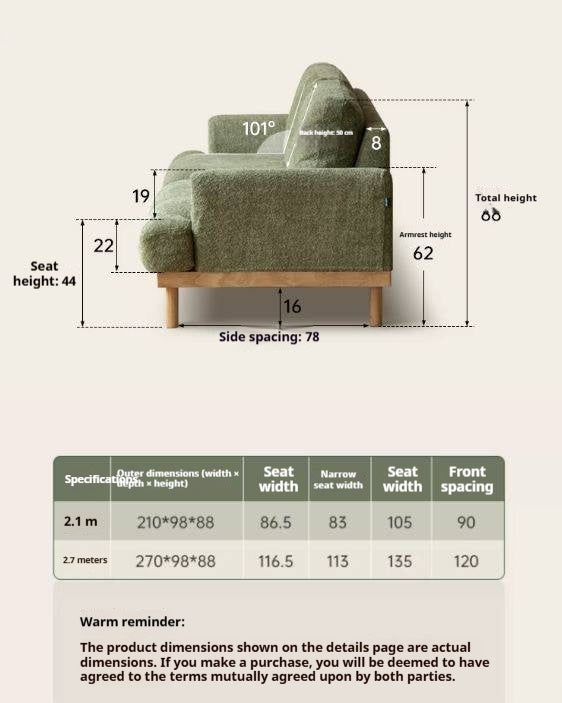 Ash Solid Wood Scandinavian Fabric Sofa