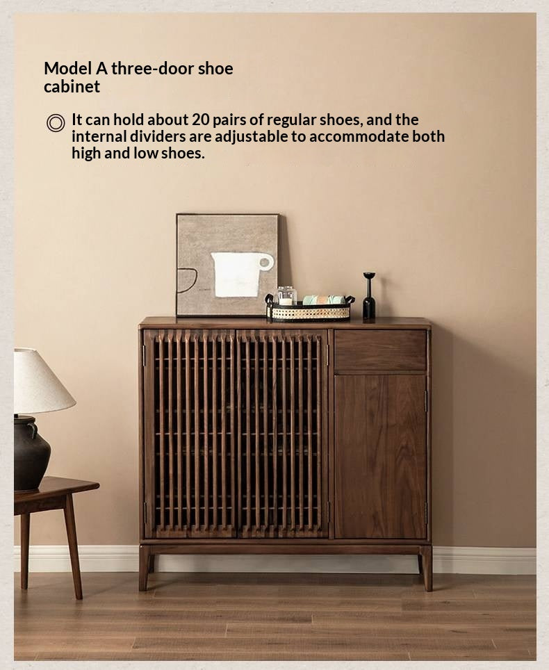 Black walnut, Ash Solid Wood Large Capacity Shoe Cabinet