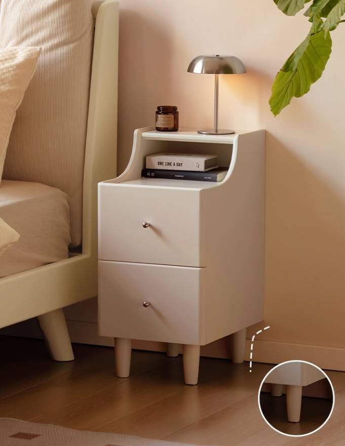 Solid Rubberwood Cream Style Nightstand