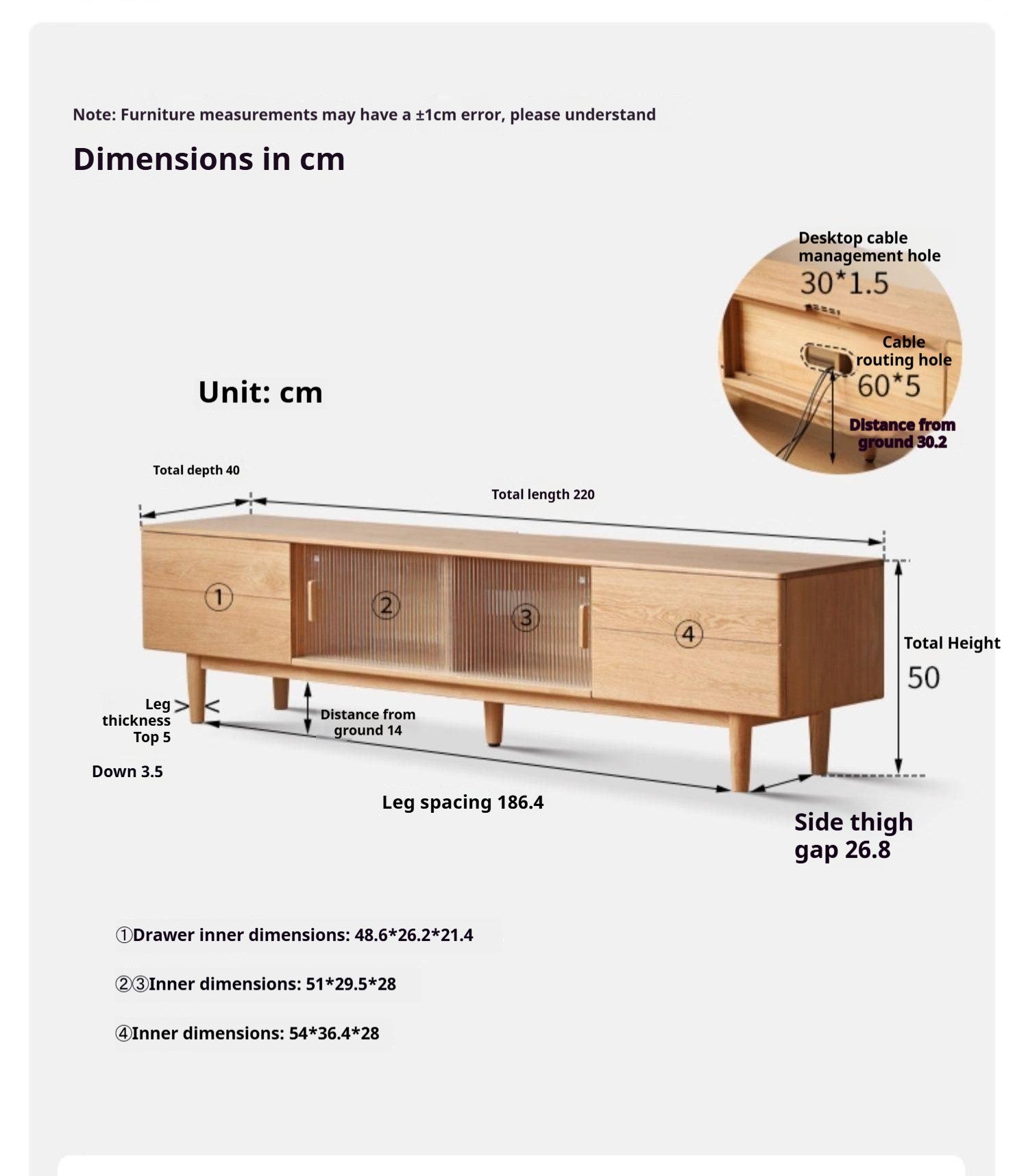 Ash, Oak Solid Wood TV Cabinet Modern.